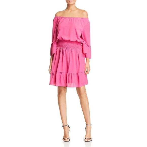 Le Gali Off The Shoulder Helene Dress Fuchsia - Picture 1 of 6